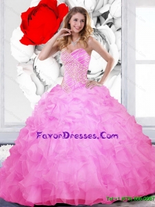 Exquisite Beading and Ruffles Sweetheart Quinceanera Gown for 2015