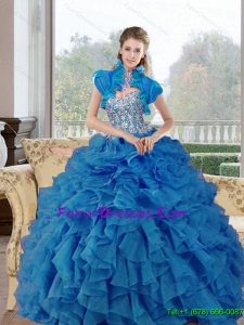 Exquisite Beading and Ruffles Sweetheart Quinceanera Gown for 2015