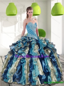 Exquisite Multi Color Quinceanera Dresses with Beading and Ruffles for 2015
