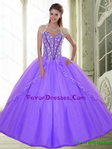 Exquisite Sweetheart 2015 Lilac Quinceanera Dresses with Beading