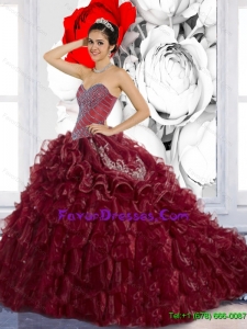 Exquisite Sweetheart Ruffles and Appliques Quinceanera Dresses for 2015