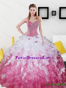 2015 New Style Sweetheart Sweet 15 Dresses with Beading and Ruffles