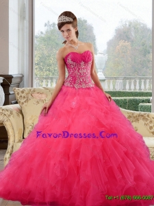 2015 Pretty Ball Gown Sweet 15 Dresses with Ruffles and Appliquesv