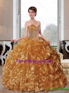 2015 Pretty Sweetheart Appliques and Ruffles Quinceanera Dresses