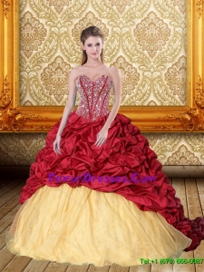 New Style Beading and Pick Ups Sweetheart Quinceanera Gown for 2015
