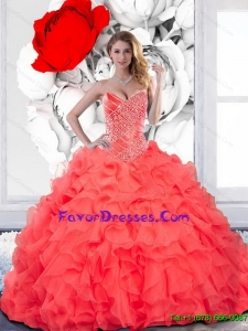 New Style Beading and Ruffles Sweetheart Quinceanera Dress for 2015
