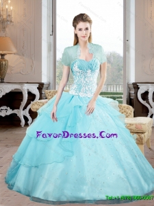New Style Sweetheart 2015 Quinceanera Gown with Appliques and Beading