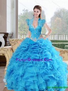 New Style and Ruffles Sweetheart 2015 Quinceanera Dresses in Baby Blue