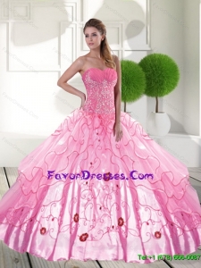 Decent Sweetheart 2015 Sweet 16 Dresses with Appliques and Ruffled Layers