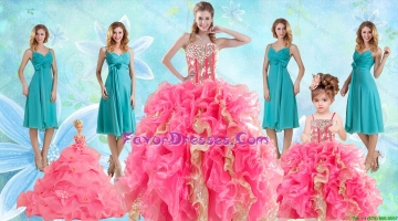 Beading Multi Color Ball Gown Quinceanera Dress and Ruching Knee Length Dama Dresses and Ruffles Spaghetti Straps Litter