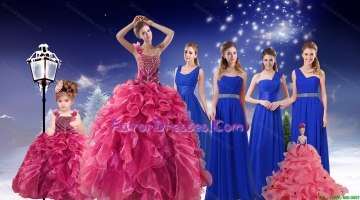 Beading One Shoulder Sweet 16 Dress and Elegant Ruching Long Prom Dresses and Ruffles Beading Straps Litter Girl Dress