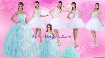 Strapless Ruffles Elegant Quinceanera Dress and Pretty Sweetheart Beading Prom Dress and Ruffles Baby Bule Little Girl P