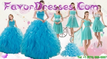 2015 Cheap Teal Sweetheart Quinceanera Dress and Ruching and Beading Short Prom Dresses and Halter Top Ruffles Little Gi