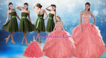 Beading Sweetheart 2015 Watermelon Quinceanera Dress and Strapless Knee Length Prom Dresses and Watermelon Halter Top Li