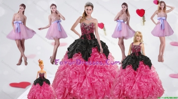 Multi Color Sweetheart Ruffles and Beading Dress for a Quinceanera and Sweetheart Bowknot Short Prom Dresses and Straps 