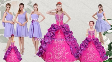 Multi Color Embroidery and Bubbles Quinceanera Dress and Ruching Short Dama Dresses and Spaghetti Straps Bubbles Little 