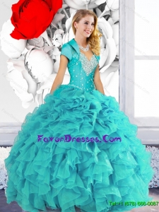 2015 Gorgeous Sweetheart Quinceanera Dresses with Beading and Ruffles