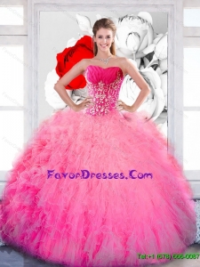 Gorgeous Strapless 2015 Quinceanera Gown with Ruffles and Appliques