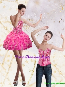 Detachable 2015 Sweetheart Mini Length Prom Dress with Beading and Ruffles