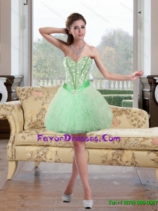 2015 Pretty Beading and Ruffles Prom Dress in Apple Green