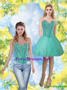 Detachable 2015 Beading and Appliques Sweetheart Prom Dress in Turquoise