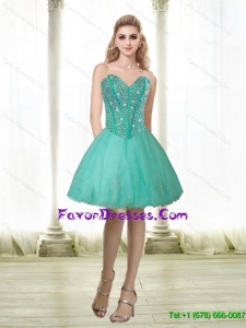 Pretty 2015 Beading and Appliques Sweetheart Prom Dress in Turquoise