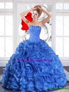 2015 Pretty Ball Gown Quinceanera Dresses with Beading and Ruffles