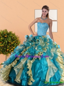 2015 Pretty Sweetheart Quinceanera Dress with Beading and Ruffles