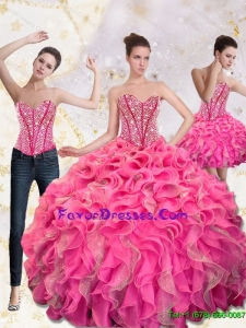 2015 Western Sweetheart Quinceanera Gown with Beading and Ruffles