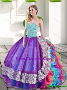Pretty Sweetheart Multi Color Quinceanera Dresses with Beading and Ruffles