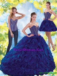 Unique Beading and Ruffles Sweetheart Ball Gown Quinceanera Dresses for 2015