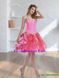 2015 Detachable Beading and Ruffles Multi Color Prom Dresses