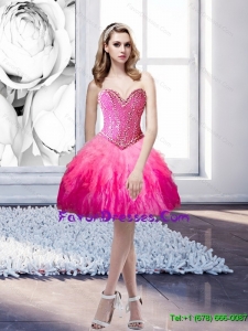 2015 Detachable Sweetheart Beading and Ruffles Prom Dress in Multi Color