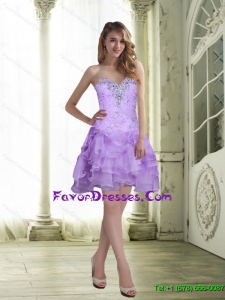2015 Detachable Sweetheart Short Prom Dress with Beading and Ruffles