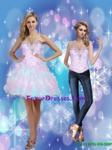 2015 Perfect Beading and Ruffles Sweetheart Prom Dress in Multi Color