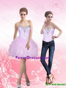 2015 Perfect Sweetheart Short Prom Dress with Beading and Ruffles
