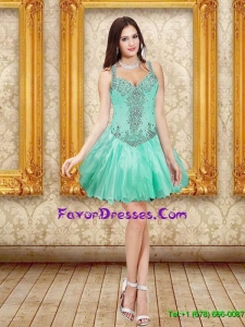 Detachable Beading and Ruffles Prom Dresses in Apple Green for 2015