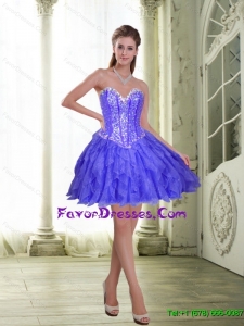 Perfect Beading and Ruffles Short Lavender 2015 Prom Dress
