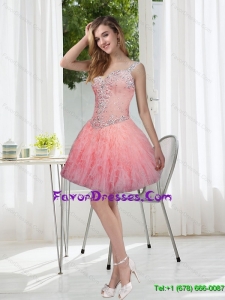 Perfect Beading and Ruffles Watermelon Prom Dresses for 2015