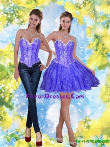 Perfect Short Beading and Ruffles Lavender Prom Dress for 2015