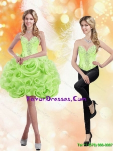 Perfect Sweetheart Short Rolling Flowers 2015 Spring Green Prom Dress