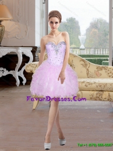 2015 Pretty Short Sweetheart Prom Dress with Beading and Ruffles