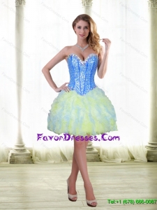 Pretty 2015 Beading and Ruffles Short Prom Dress with Sweetheart
