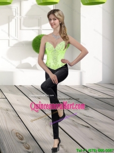 2015 Classical Sweetheart Beading Spring Green Corset