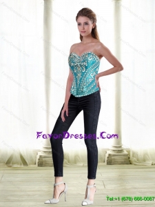 Unique Sweetheart Beading Blue Corset for 2015