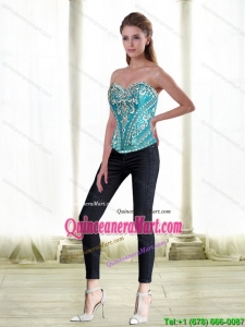 Unique Sweetheart Beading Blue Corset for 2015