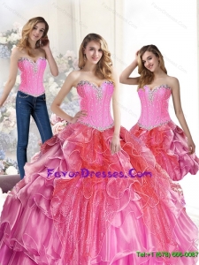 2015 Popular Multi Color Quinceanera Dresses with Beading and Ruffles