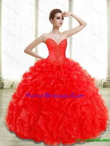 New Arrival Beading and Ruffles Red Quinceanera Dresses