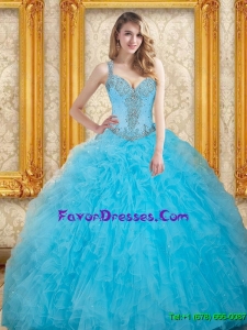 Pretty Beading Dress for Quinceanera in Aqua Blue