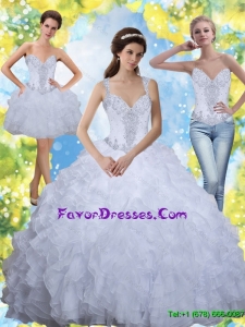 Western 2015 Beading and Ruffles White Quinceanera Dresses